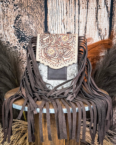 Reveena Hair on Hide Fringe Phone Crossbody Bag - Purses & Wallets - Sixtease Bags - Bronco Western Supply Co.