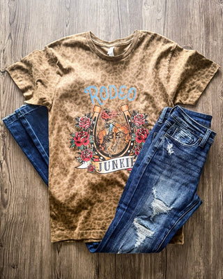 Rodeo Junkie Graphic Tee in Brown Leopard – Shirts & Tops from Bronco Western Supply Co.