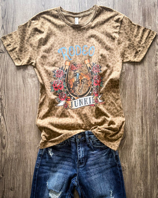 Rodeo Junkie Graphic Tee in Brown Leopard – Shirts & Tops from Bronco Western Supply Co.