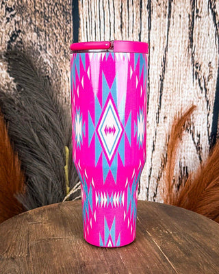Rodeo Rebel – 40oz Aztec Tumbler with Handle – Gift Items from Bronco Western Supply Co.