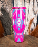 Rodeo Rebel – 40oz Aztec Tumbler with Handle - Gift Items - Lucky & Blessed - Bronco Western Supply Co.
