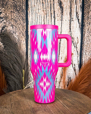 Rodeo Rebel – 40oz Aztec Tumbler with Handle – Gift Items from Bronco Western Supply Co.