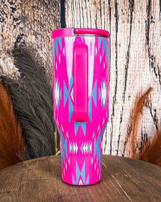 Rodeo Rebel – 40oz Aztec Tumbler with Handle – Gift Items from Bronco Western Supply Co.