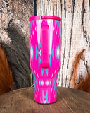 Rodeo Rebel – 40oz Aztec Tumbler with Handle - Gift Items - Lucky & Blessed - Bronco Western Supply Co.