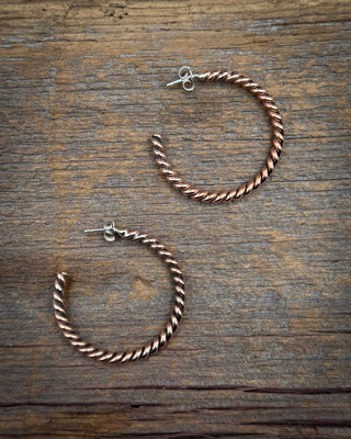 Rope Twist Copper Hoop Earrings – Jewelry from Bronco Western Supply Co.