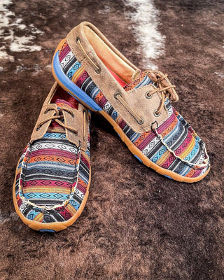 Rory Twisted X Boat Shoe Driving Moc - Serape & Bomber – Women's Shoes from Bronco Western Supply Co.