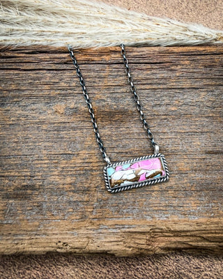 Rosa Rail Cotton Candy Sterling Silver Bar Necklace by Johnny Dixon – Necklace from Bronco Western Supply Co.