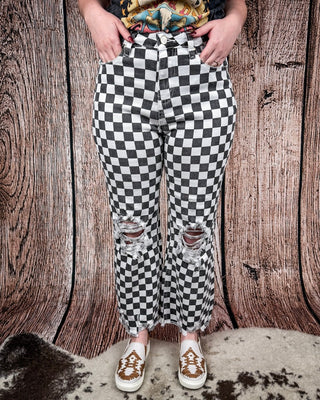 Round The Track Checkered Jeans by Sterling Kreek – Apparel from Bronco Western Supply Co.