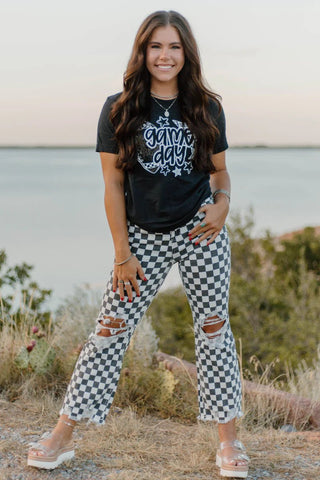 Round The Track Checkered Jeans by Sterling Kreek – Apparel from Bronco Western Supply Co.