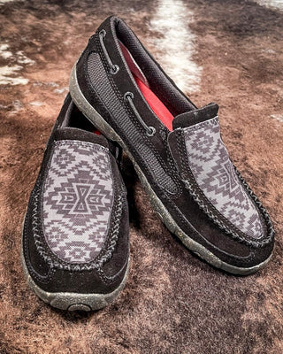 Roxy Twisted X Slip - On Driving Moc - Black & Grey – Women's Shoes from Bronco Western Supply Co.