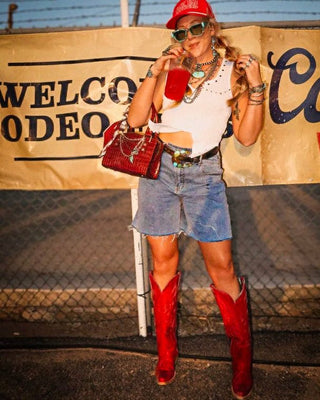 Ruby Vesper Tall Embroidered Snip Toe Boots in Red by Corral Boots – Women's Boots from Bronco Western Supply Co.