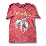 Saddle Bronc Rodeo Graphic Tee - Wine - Apparel - Lotus Fashion - Bronco Western Supply Co.