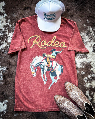 Saddle Bronc Rodeo Graphic Tee - Wine – Apparel from Bronco Western Supply Co.