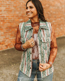Sage Canyon Aztec Quilted Puffer Vest - Apparel - Lucky & Blessed - Bronco Western Supply Co.