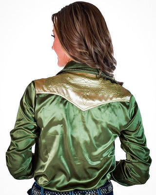 Sage & Vanilla Retro Bootstitch Satin Pullover Button Up by Cowgirl Tuff – Apparel from Bronco Western Supply Co.