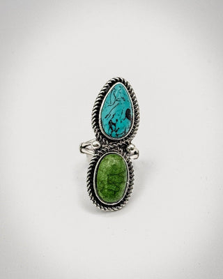 Sagewater Turquoise & Green Two Stone Ring – Jewelry from Bronco Western Supply Co.