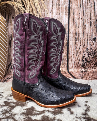 Salem Twisted X Women's 13" Reserve Boot - Black Ostrich and Purple Potion – Women's Boots from Bronco Western Supply Co.