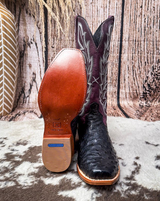 Salem Twisted X Women's 13" Reserve Boot - Black Ostrich and Purple Potion – Women's Boots from Bronco Western Supply Co.