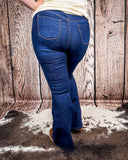 Saloon Stretch Five Button Flare Jeans - Dark Wash - Apparel - Denim Zone USA - Bronco Western Supply Co.