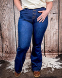 Saloon Stretch Five Button Flare Jeans - Dark Wash - Apparel - Denim Zone USA - Bronco Western Supply Co.