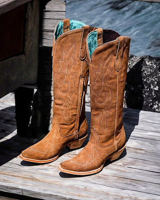 Sand Solstice Tall Suede Snip Toe Boots in Sand by Corral Boots – Women's Boots from Bronco Western Supply Co.