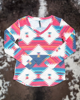 Santa Fe Long Sleeved Aztec Top by Sterling Kreek – Apparel from Bronco Western Supply Co.