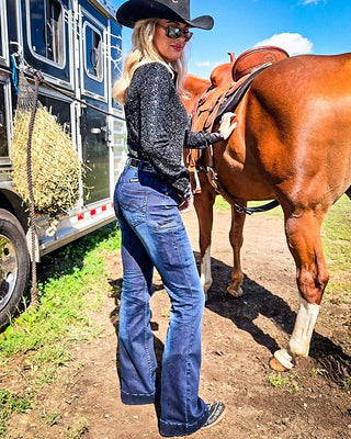 Sapphire Sport Trouser Jeans in Dark Wash by Cowgirl Tuff – Apparel from Bronco Western Supply Co.