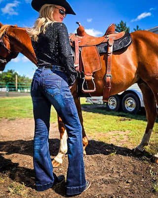 Sapphire Sport Trouser Jeans in Dark Wash by Cowgirl Tuff – Apparel from Bronco Western Supply Co.