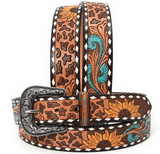 Savanna Bloom Leather Belt - Accessories - American Darling - Bronco Western Supply Co.