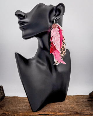Scarlet Halo Feather Earrings in Pink Multi – Jewelry from Bronco Western Supply Co.