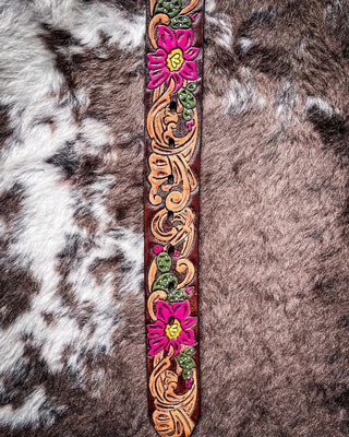 Senorita - Brown and Fuchsia Cactus Blossom Hooey Belt – Apparel from Bronco Western Supply Co.