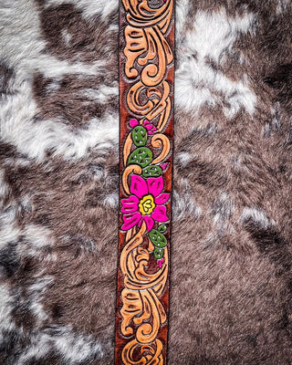 Senorita - Brown and Fuchsia Cactus Blossom Hooey Belt – Apparel from Bronco Western Supply Co.