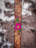 Senorita - Brown and Fuchsia Cactus Blossom Hooey Belt - Apparel - Hooey - Bronco Western Supply Co.