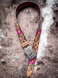 Senorita - Brown and Fuchsia Cactus Blossom Hooey Belt - Apparel - Hooey - Bronco Western Supply Co.