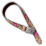 Senorita - Brown and Fuchsia Cactus Blossom Hooey Belt - Apparel - Hooey - Bronco Western Supply Co.