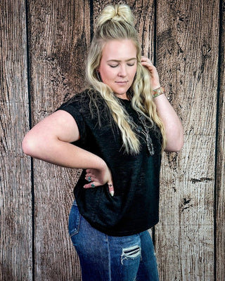 Sienna Drift Short Sleeved Hacci Tee in Black – Apparel from Bronco Western Supply Co.