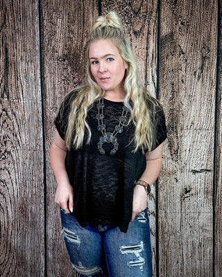 Sienna Drift Short Sleeved Hacci Tee in Black – Apparel from Bronco Western Supply Co.