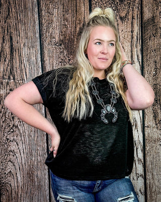 Sienna Drift Short Sleeved Hacci Tee in Black – Apparel from Bronco Western Supply Co.