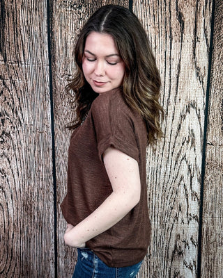 Sienna Drift Short Sleeved Hacci Tee in Brown – Apparel from Bronco Western Supply Co.