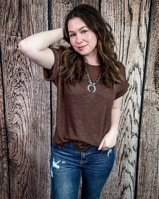 Sienna Drift Short Sleeved Hacci Tee in Brown – Apparel from Bronco Western Supply Co.
