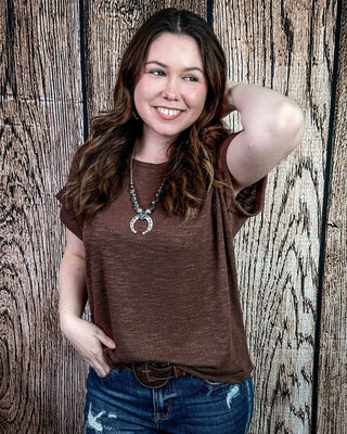 Sienna Drift Short Sleeved Hacci Tee in Brown – Apparel from Bronco Western Supply Co.