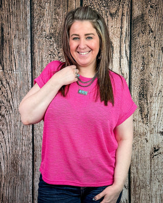 Sienna Drift Short Sleeved Hacci Tee in Fuchsia – Apparel from Bronco Western Supply Co.