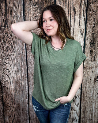 Sienna Drift Short Sleeved Hacci Tee in Light Olive – Apparel from Bronco Western Supply Co.