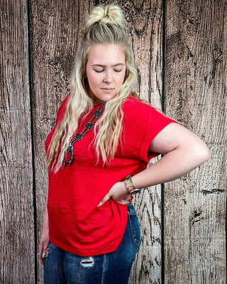 Sienna Drift Short Sleeved Hacci Tee in Ruby – Apparel from Bronco Western Supply Co.