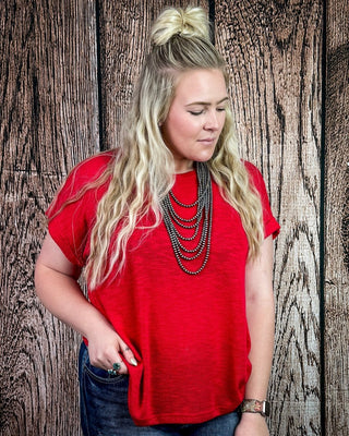 Sienna Drift Short Sleeved Hacci Tee in Ruby – Apparel from Bronco Western Supply Co.