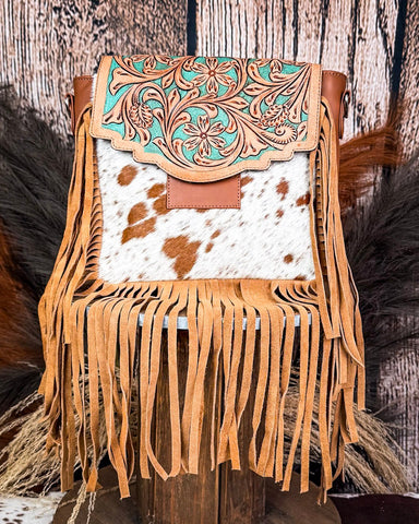 Sierra Azul Hair on Hide Fringe Crossbody Bag - Purses & Wallets - Sixtease Bags - Bronco Western Supply Co.
