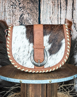 Sierra Mesa Hide Saddle Crossbody in Brown by Trinity Ranch – Purses & Wallets from Bronco Western Supply Co.