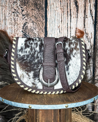 Sierra Mesa Hide Saddle Crossbody in Coffee by Trinity Ranch – Purses & Wallets from Bronco Western Supply Co.