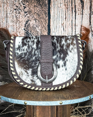 Sierra Mesa Hide Saddle Crossbody in Coffee by Trinity Ranch – Purses & Wallets from Bronco Western Supply Co.