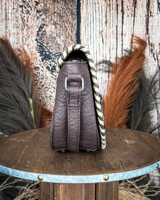 Sierra Mesa Hide Saddle Crossbody in Coffee by Trinity Ranch – Purses & Wallets from Bronco Western Supply Co.
